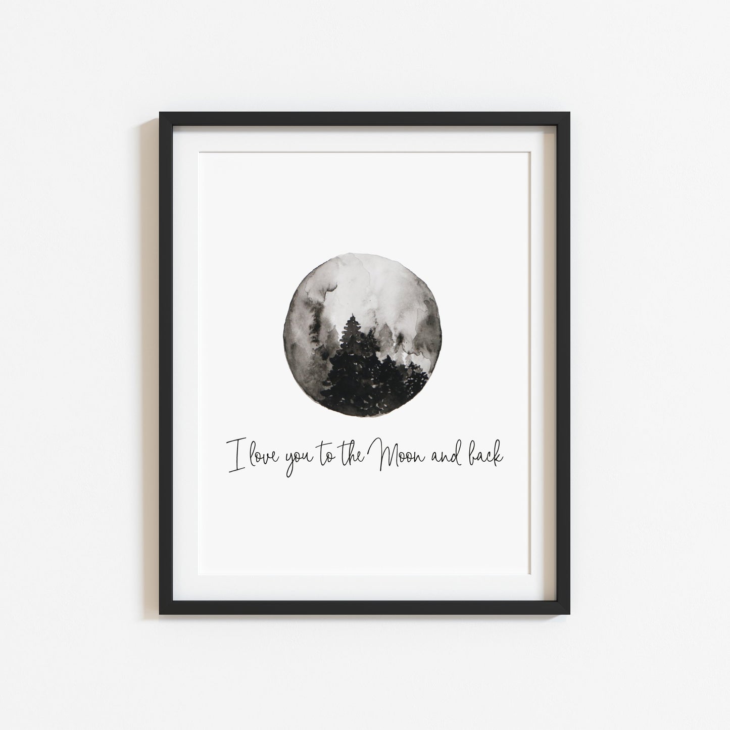 I love you to the moon and back bedroom couples watercolour illustration unframed wall art poster print