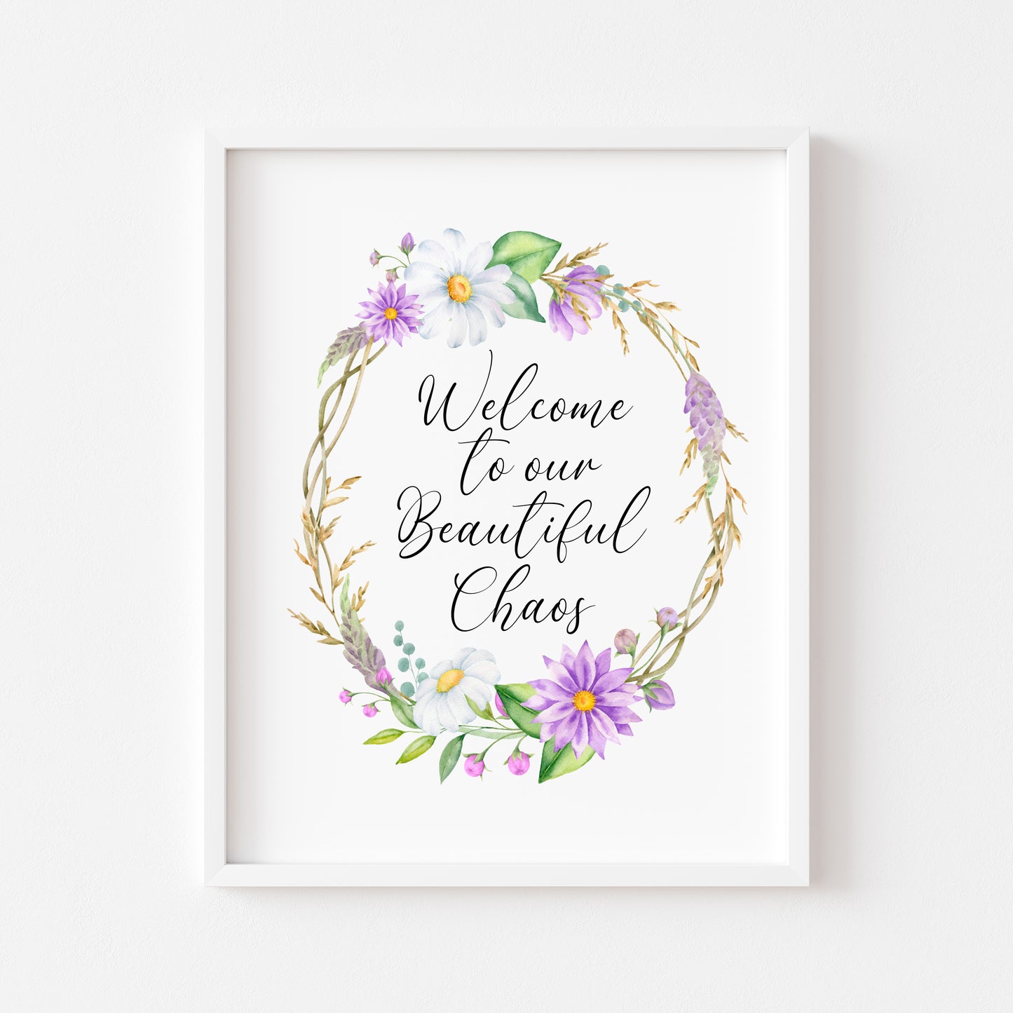 Floral Heart Wreath Print Welcome to our Home unframed Wall art poster print