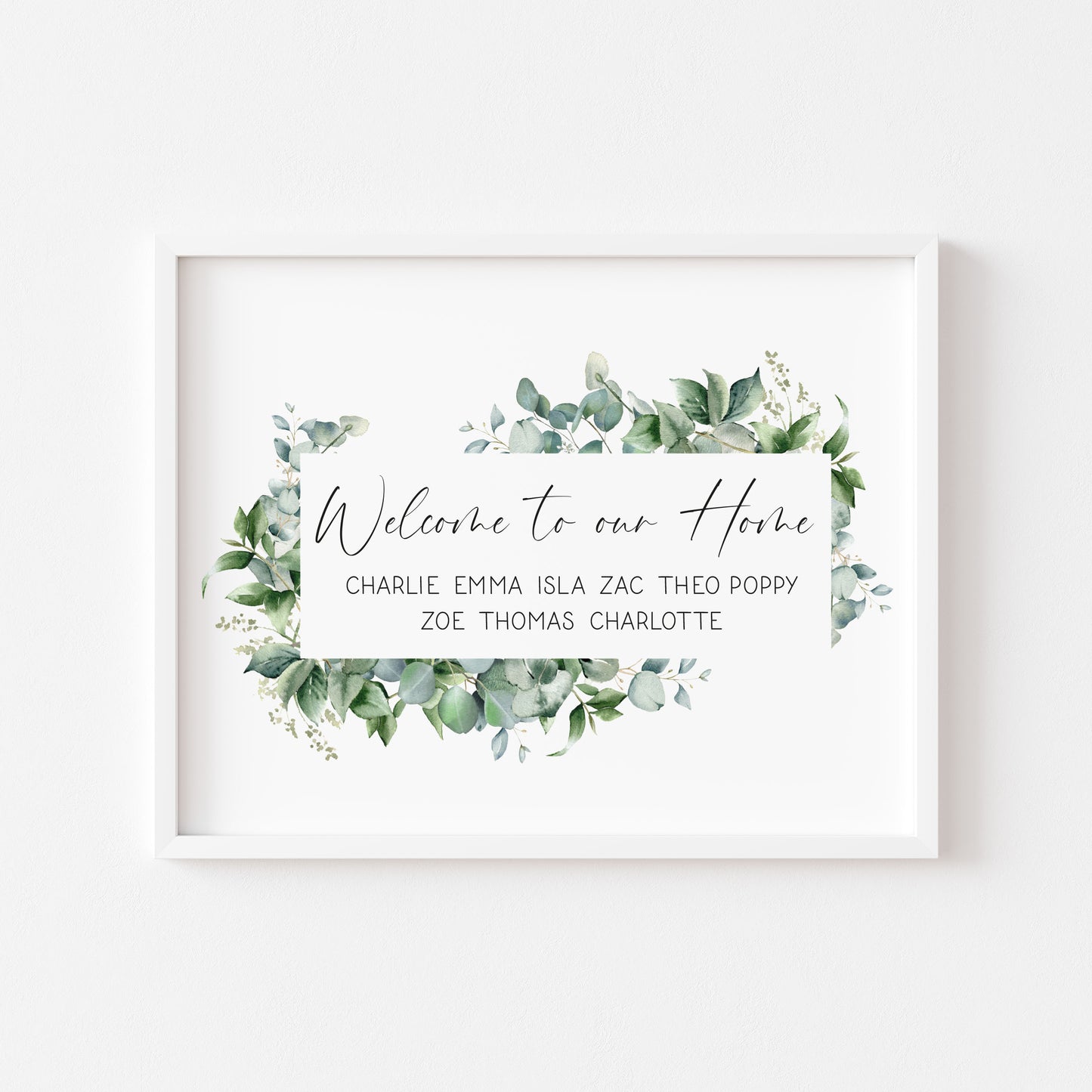 Personalised Family welcome eucalyptus wreath Custom Home unframed Wall Art