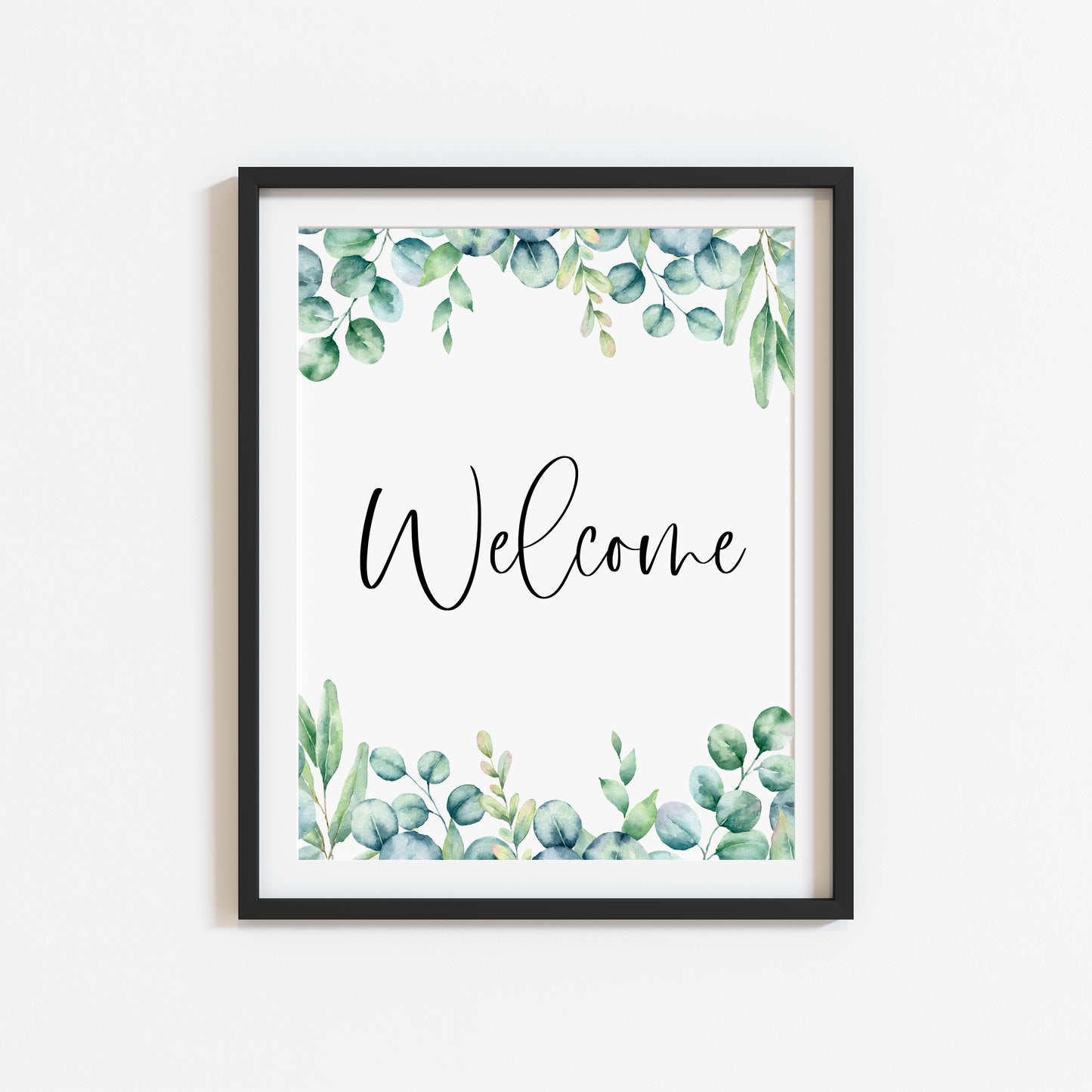 Welcome eucalyptus home print, welcome botanical floral borderless unframed wall art poster print