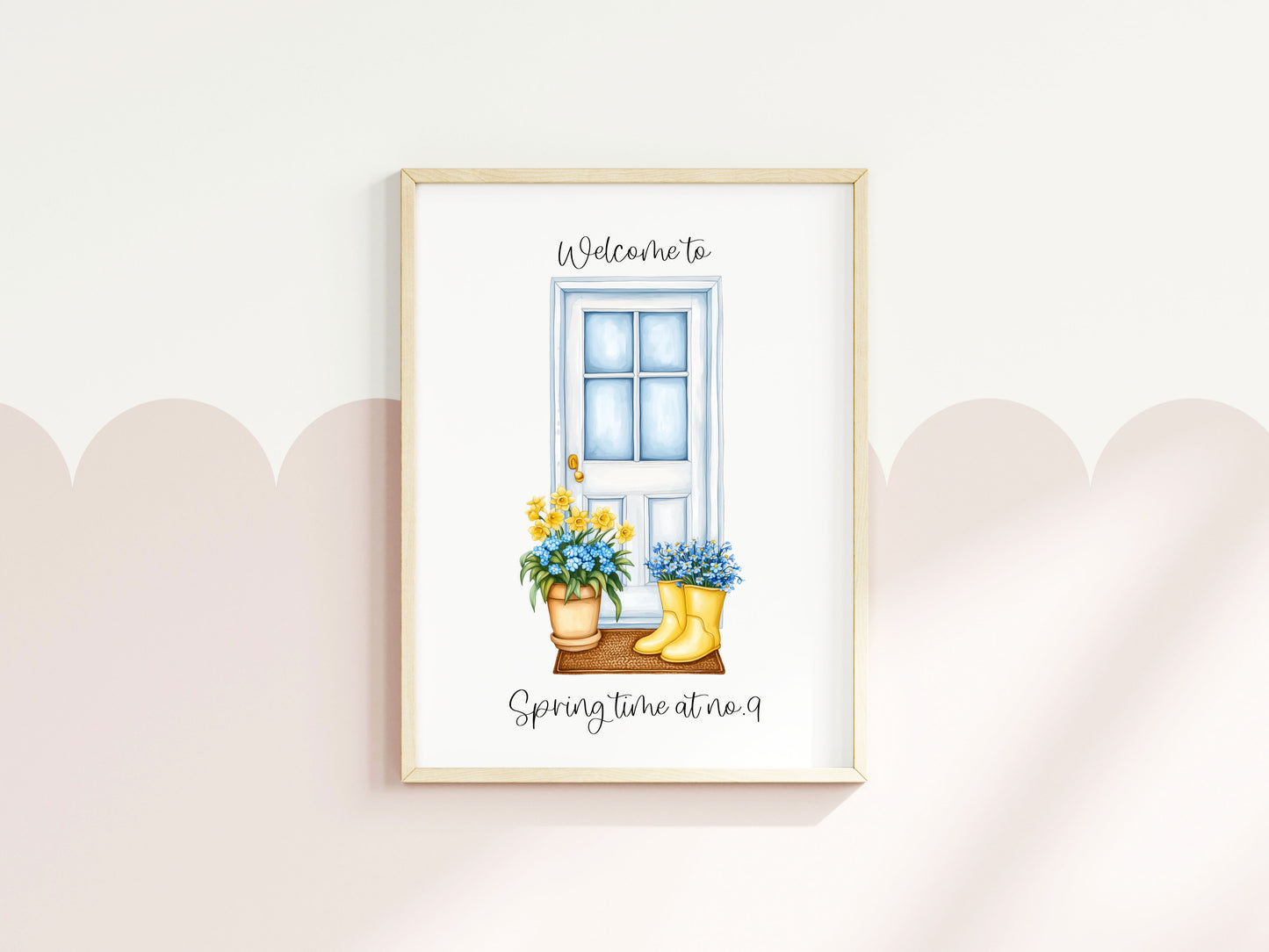 Spring Print Welcome to house door personalised Spring home unframed wall art poster