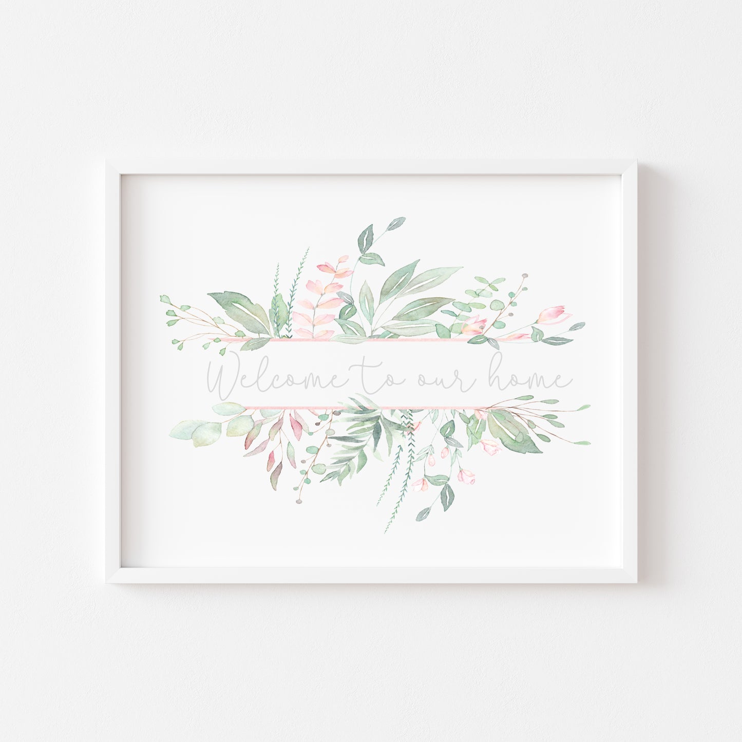 Home print Welcome to our home pink and grey landscape home bedroom unframed wall art poster print