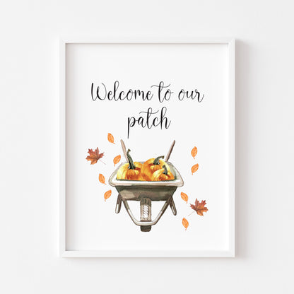 Autumn Pumpkin Patch Print Welcome Sign, Fall Home Decor (Unframed Poster)