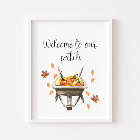 Autumn Pumpkin Patch Print Welcome Sign, Fall Home Decor (Unframed Poster)