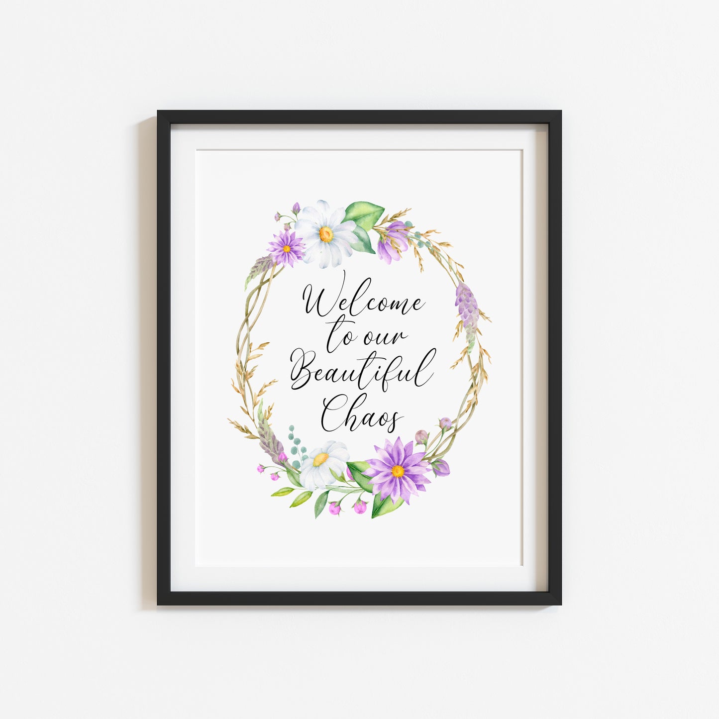 Floral Heart Wreath Print Welcome to our Home unframed Wall art poster print