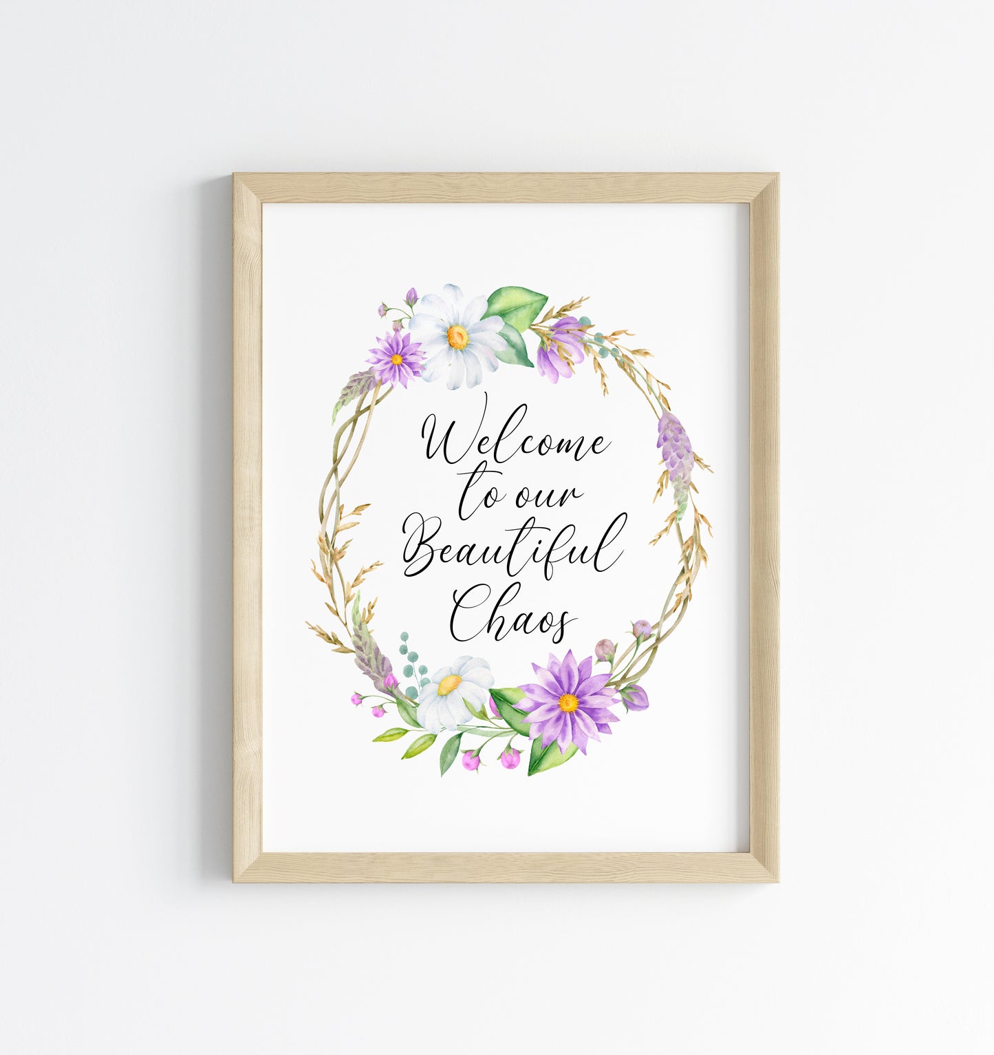 Floral Heart Wreath Print Welcome to our Home unframed Wall art poster print