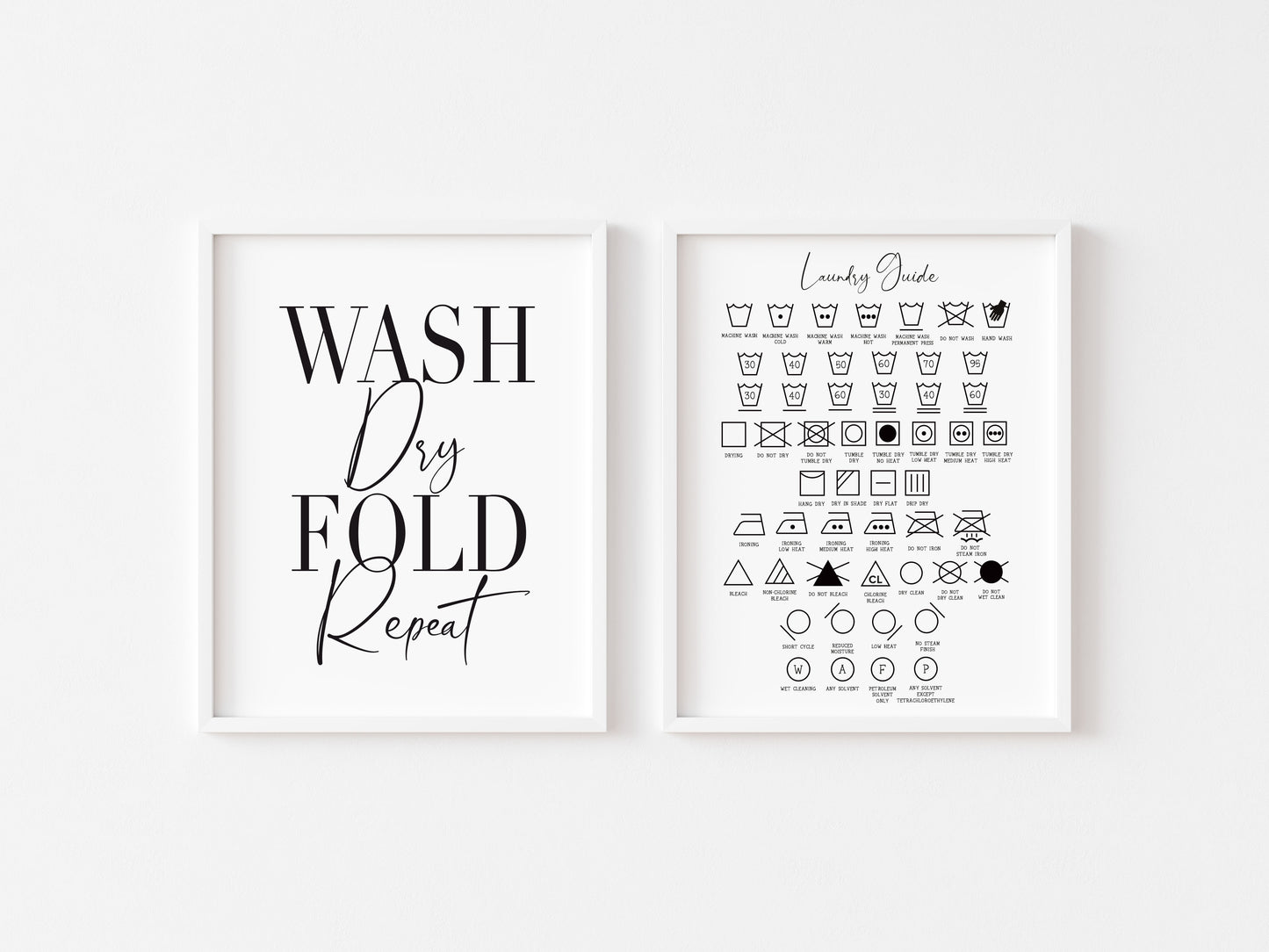 Laundry Room Prints Let's get ready to tumble, Laundry guide (Set of 2 unframed)