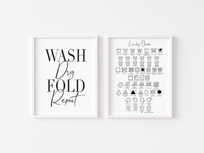 Laundry Room Prints Let's get ready to tumble, Laundry guide (Set of 2 unframed)