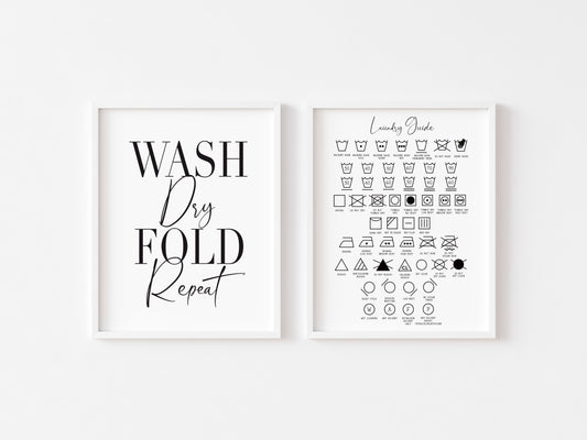 Laundry Room Prints Let's get ready to tumble, Laundry guide (Set of 2 unframed)