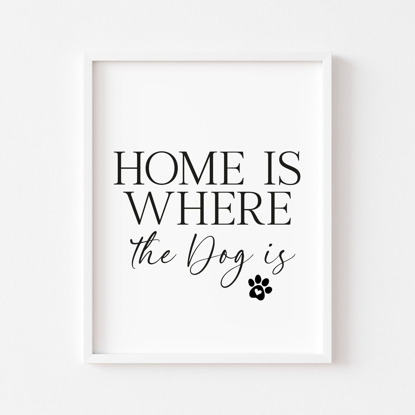 Dog Print Home is where the dog is Wall Art unframed poster
