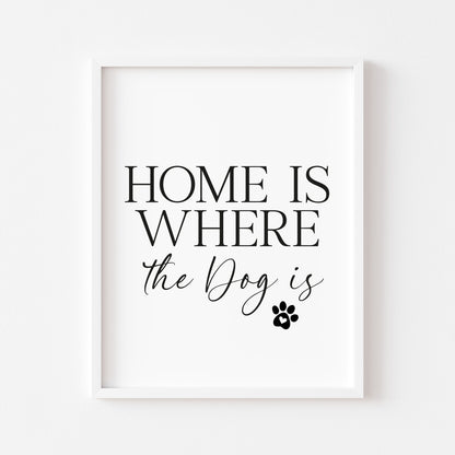 Dog Print Home is where the dog is Wall Art unframed poster