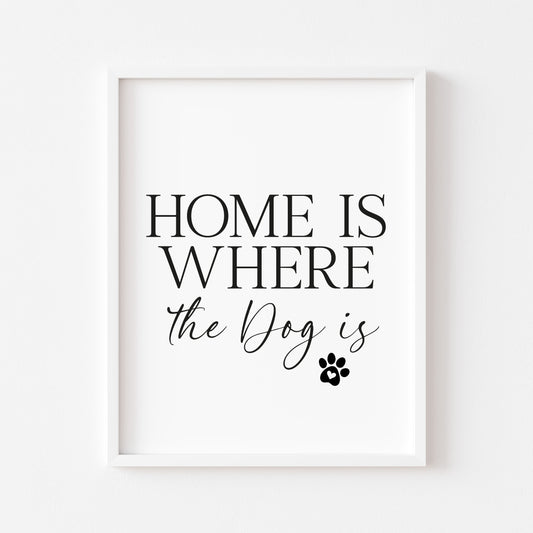 Dog Print Home is where the dog is Wall Art unframed poster