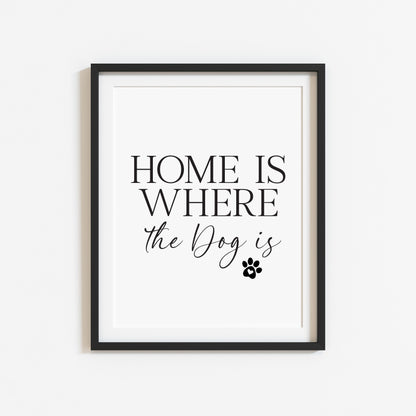 Dog Print Home is where the dog is Wall Art unframed poster