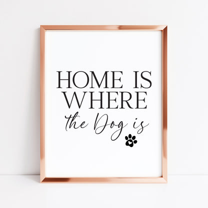 Dog Print Home is where the dog is Wall Art unframed poster