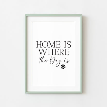 Dog Print Home is where the dog is Wall Art unframed poster