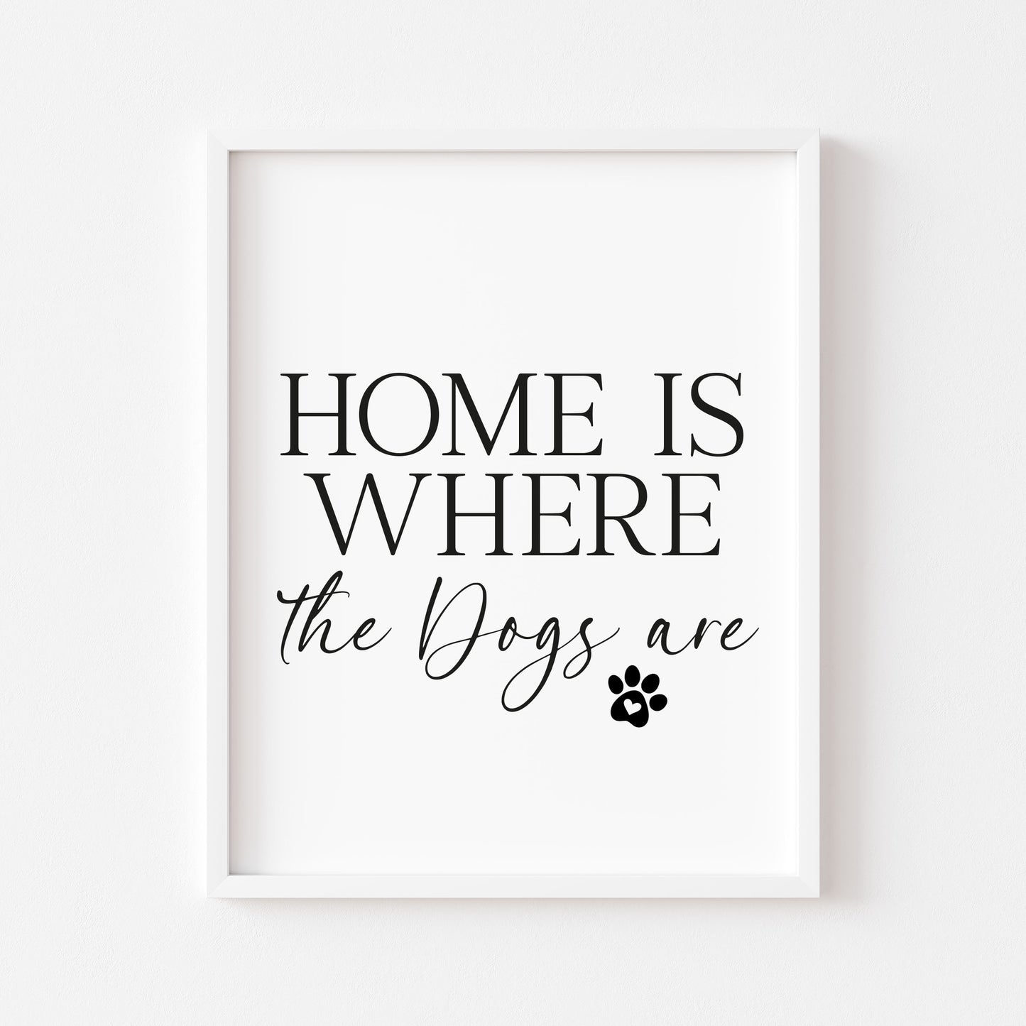 Dog Print Home is where the dogs are Wall Art unframed poster