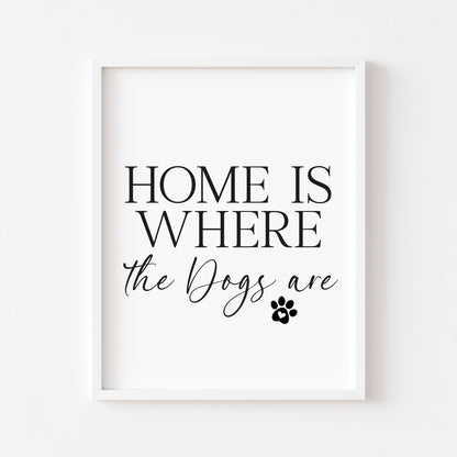 Dog Print Home is where the dogs are Wall Art unframed poster