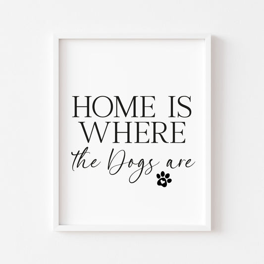 Dog Print Home is where the dogs are Wall Art unframed poster