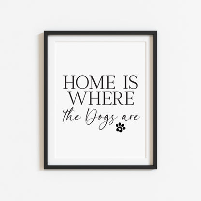 Dog Print Home is where the dogs are Wall Art unframed poster