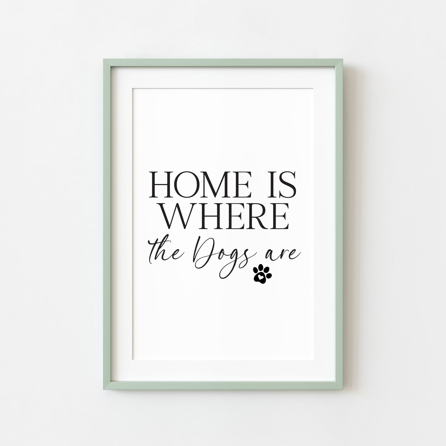 Dog Print Home is where the dogs are Wall Art unframed poster