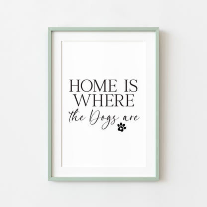Dog Print Home is where the dogs are Wall Art unframed poster
