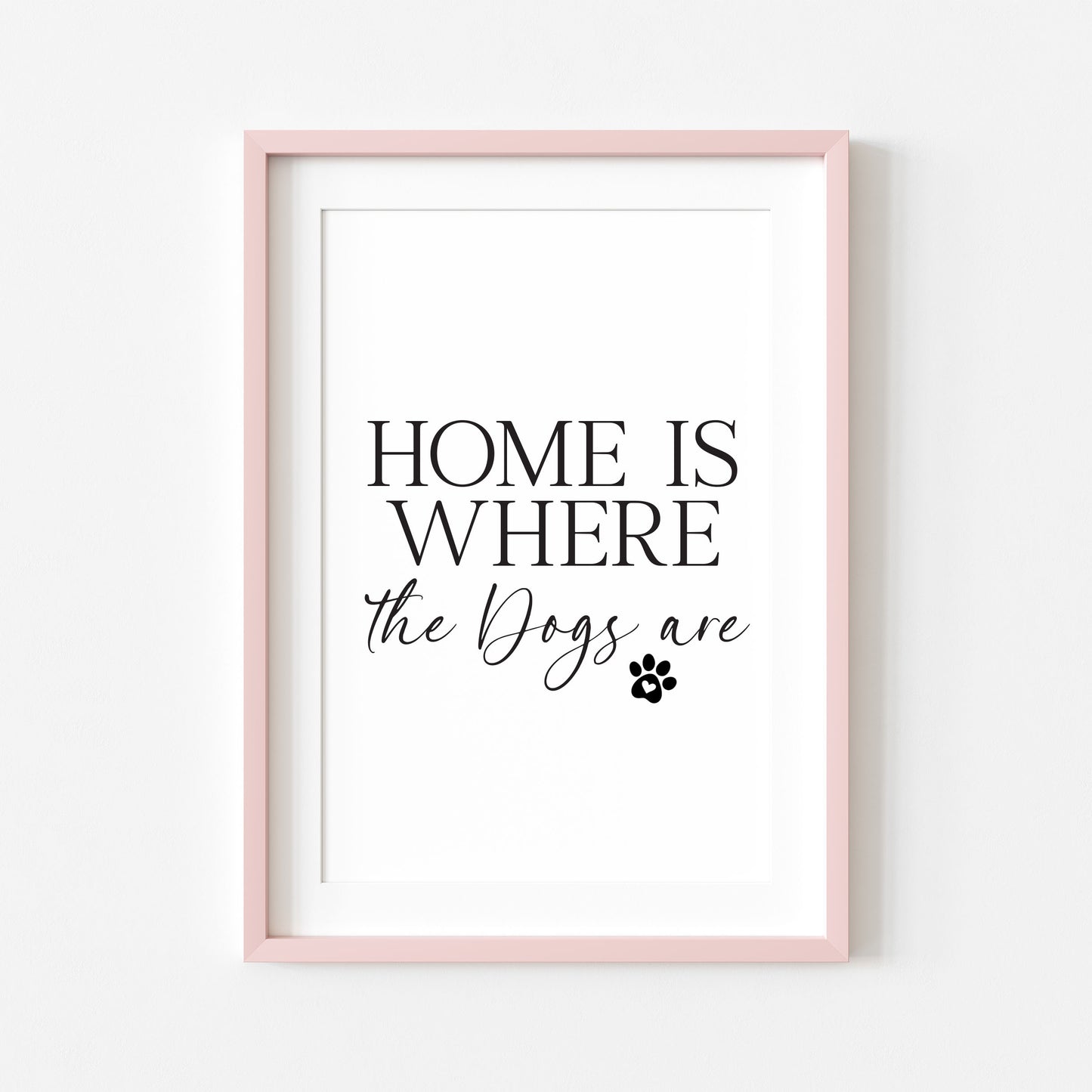 Dog Print Home is where the dogs are Wall Art unframed poster