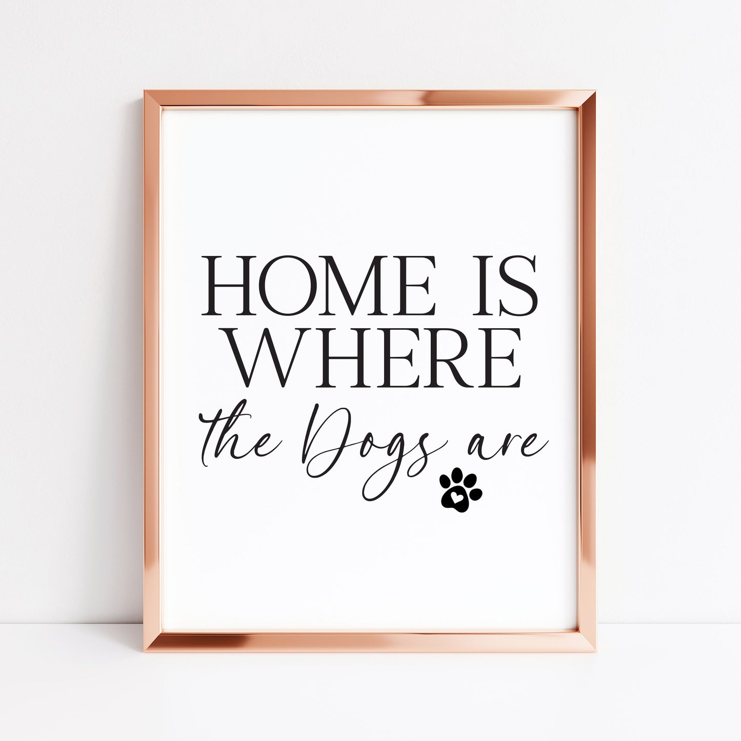 Dog Print Home is where the dogs are Wall Art unframed poster