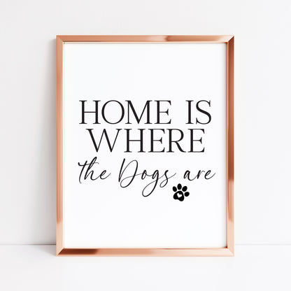 Dog Print Home is where the dogs are Wall Art unframed poster