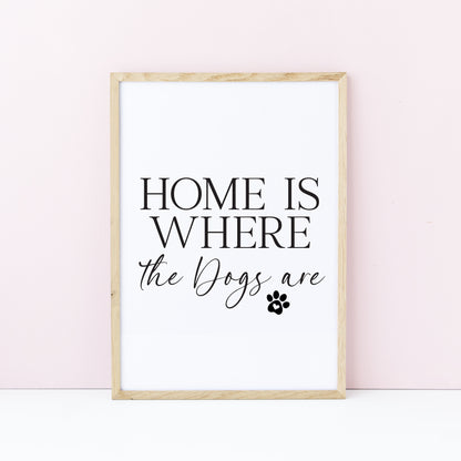 Dog Print Home is where the dogs are Wall Art unframed poster