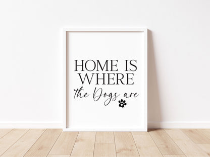 Dog Print Home is where the dogs are Wall Art unframed poster