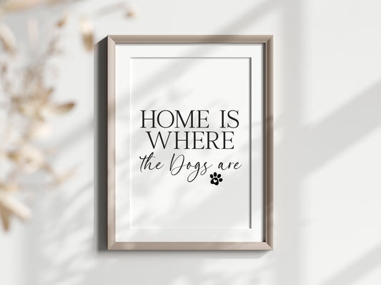 Dog Print Home is where the dogs are Wall Art unframed poster