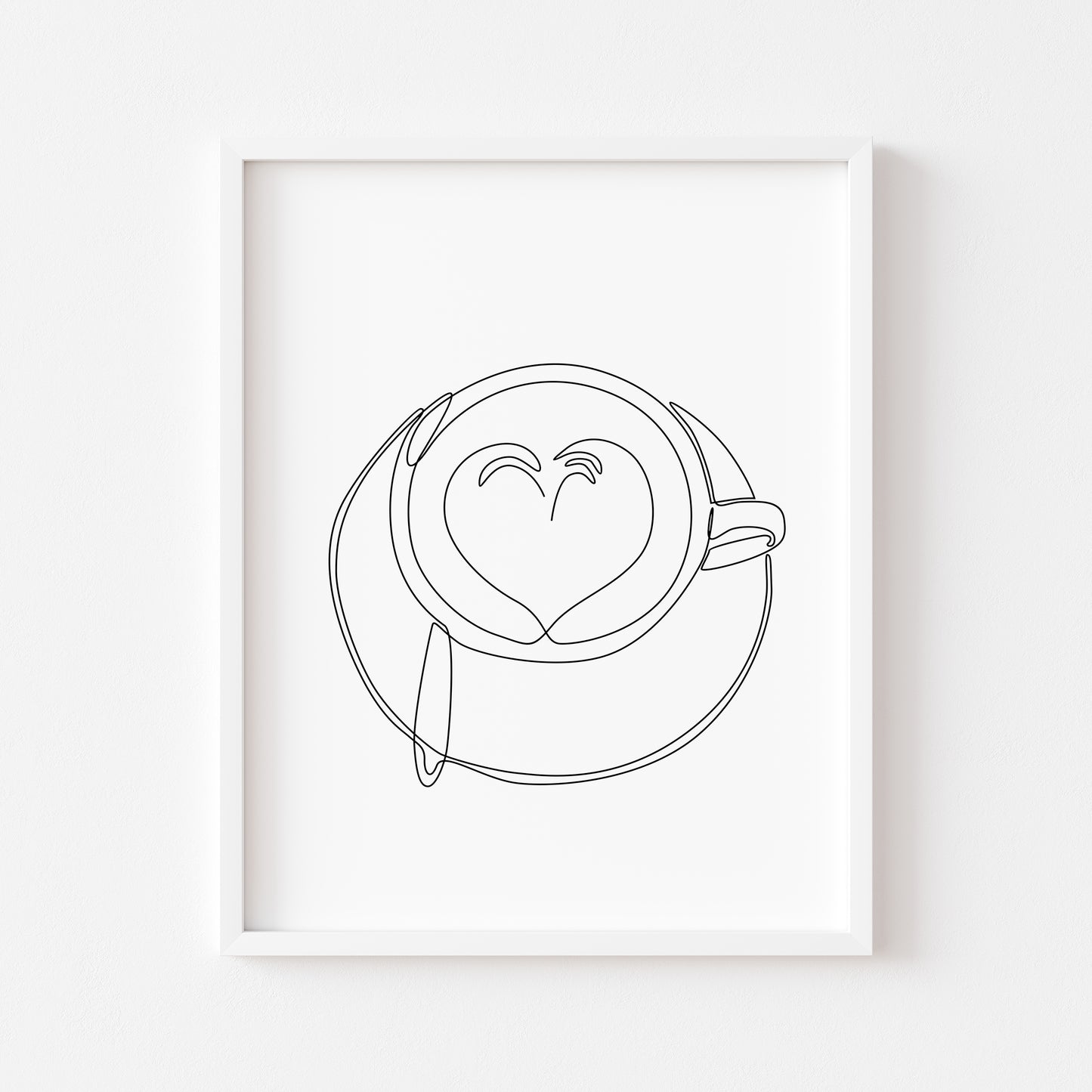 Cappuccino latte love line drawing illustration kitchen/office unframed wall art poster print