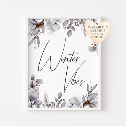 Winter Vibes Christmas pine cone foliage border seasonal unframed wall art poster print