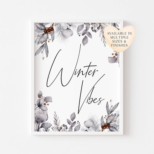 Winter Vibes Christmas pine cone foliage border seasonal unframed wall art poster print