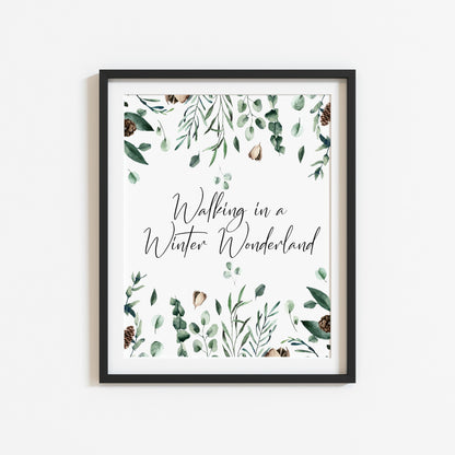 Walking in a winter wonderland winter foliage seasonal watercolour xmas seasonal unframed wall art poster print