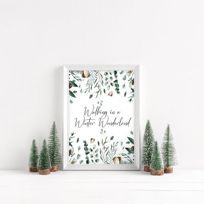 Walking in a winter wonderland winter foliage seasonal watercolour xmas seasonal unframed wall art poster print
