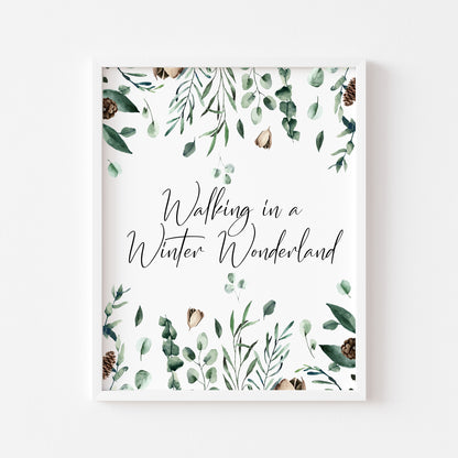 Walking in a winter wonderland winter foliage seasonal watercolour xmas seasonal unframed wall art poster print