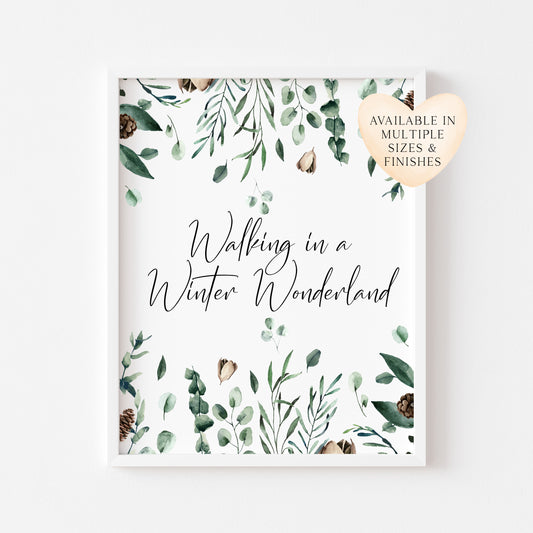 Walking in a winter wonderland winter foliage seasonal watercolour xmas seasonal unframed wall art poster print
