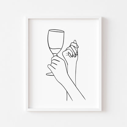 Wine Line Art Print Minimalist Kitchen home Wall Decor (Unframed)