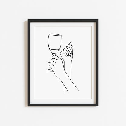 Wine Line Art Print Minimalist Kitchen home Wall Decor (Unframed)