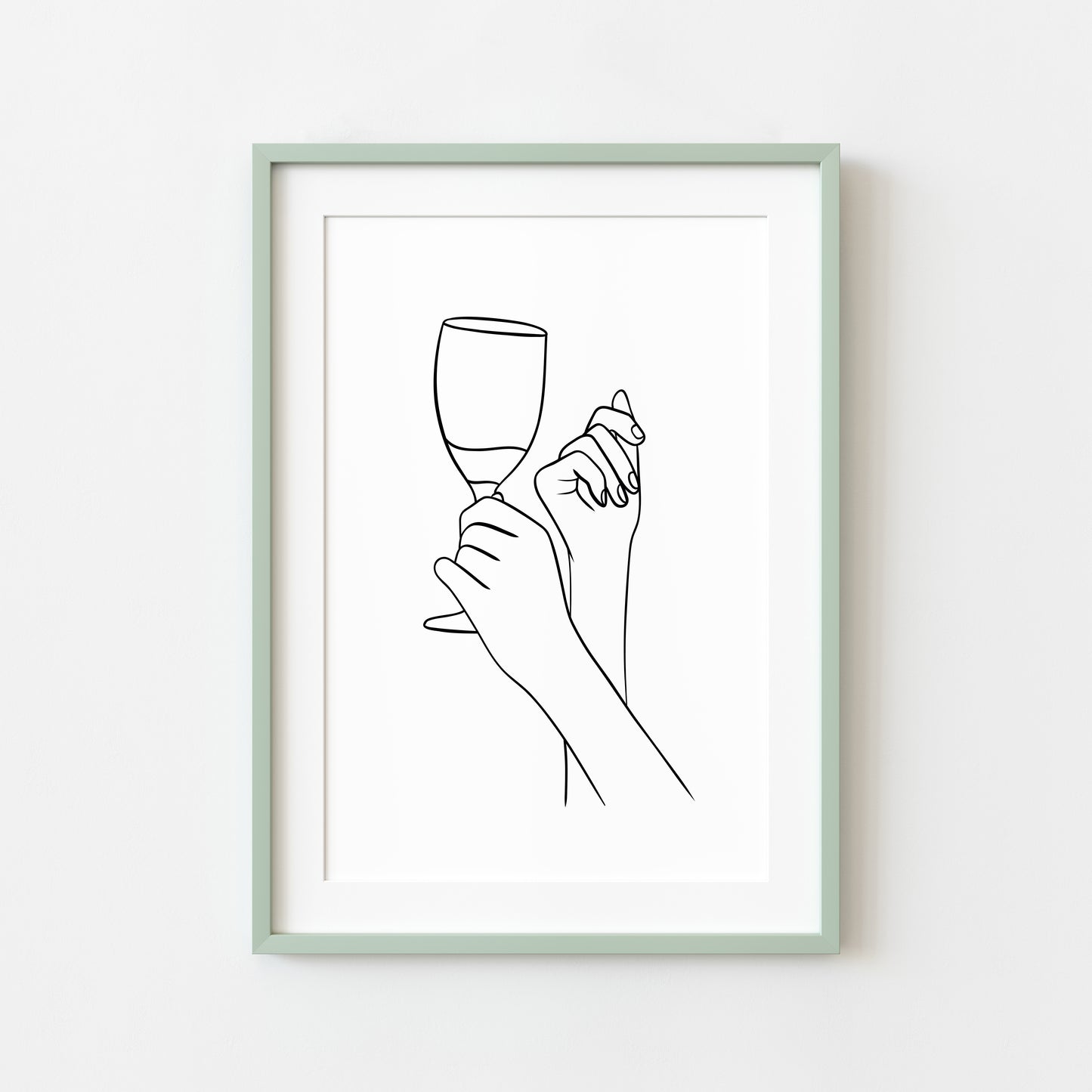 Wine Line Art Print Minimalist Kitchen home Wall Decor (Unframed)