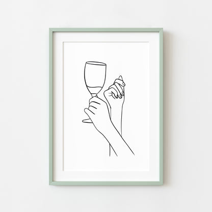 Wine Line Art Print Minimalist Kitchen home Wall Decor (Unframed)