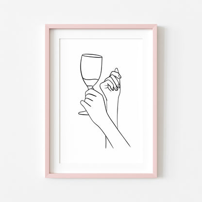 Wine Line Art Print Minimalist Kitchen home Wall Decor (Unframed)