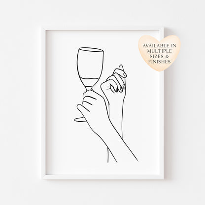 Wine Line Art Print Minimalist Kitchen home Wall Decor (Unframed)