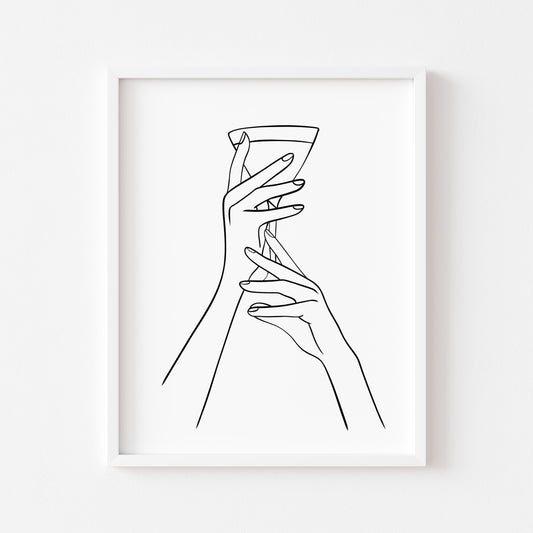 Martini alcohol Line Art Print Minimalist Kitchen home Wall Decor (Unframed)
