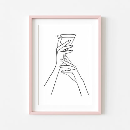 Martini alcohol Line Art Print Minimalist Kitchen home Wall Decor (Unframed)