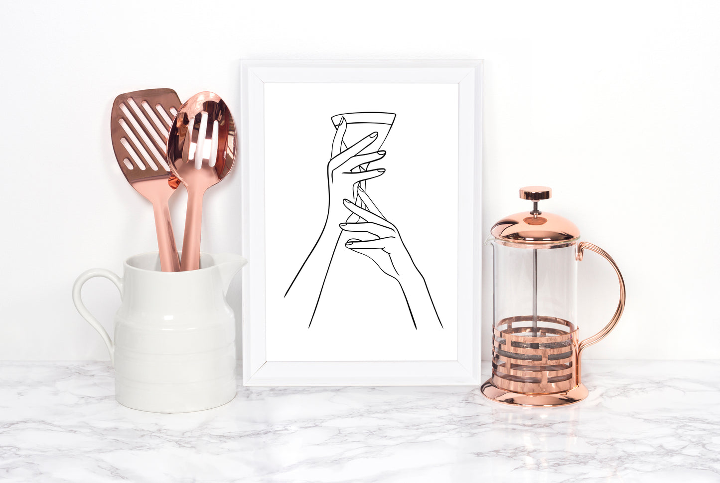 Martini alcohol Line Art Print Minimalist Kitchen home Wall Decor (Unframed)