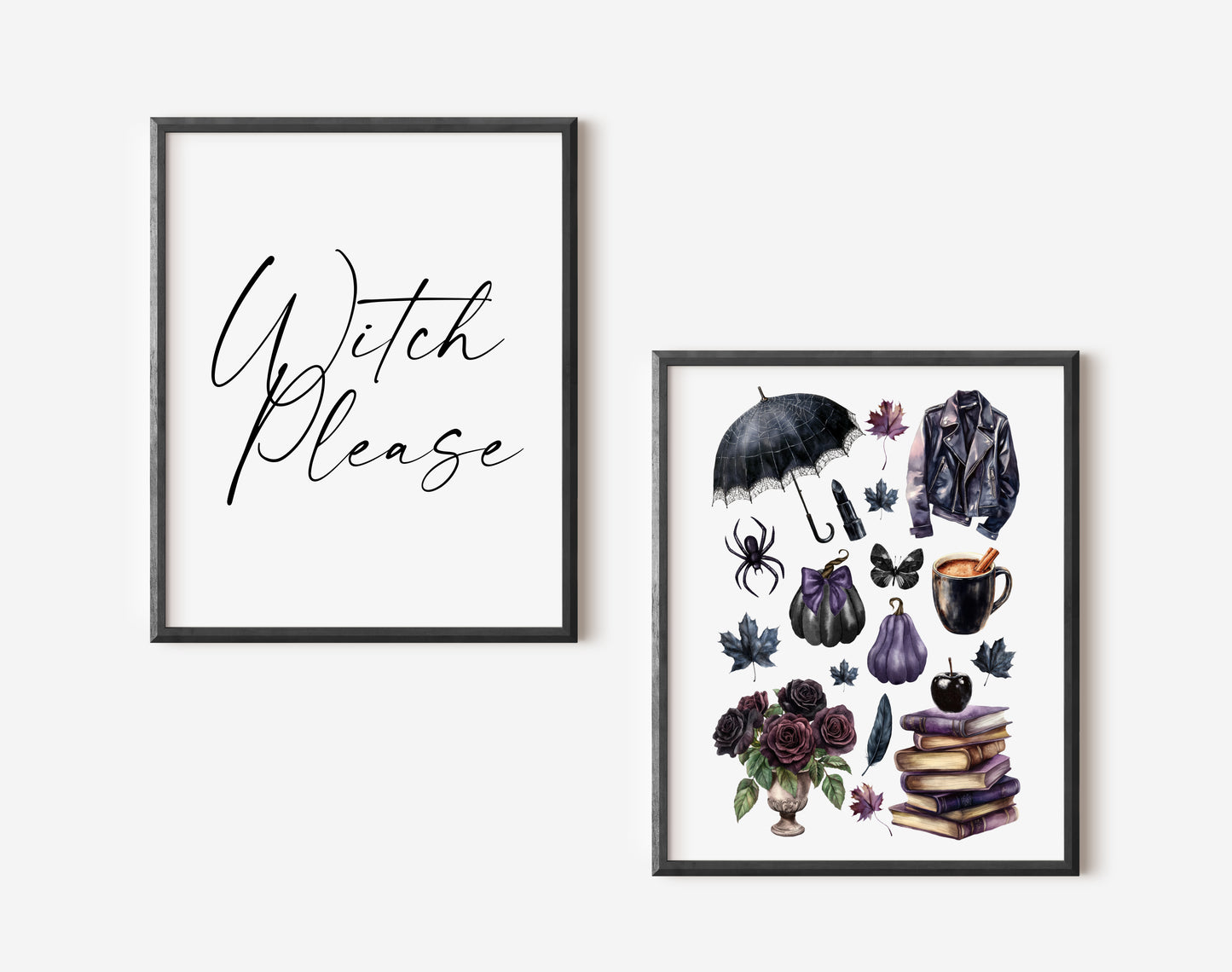 Halloween Set Spooky Witch please Happy Halloween black dark Decor unframed wall art poster prints