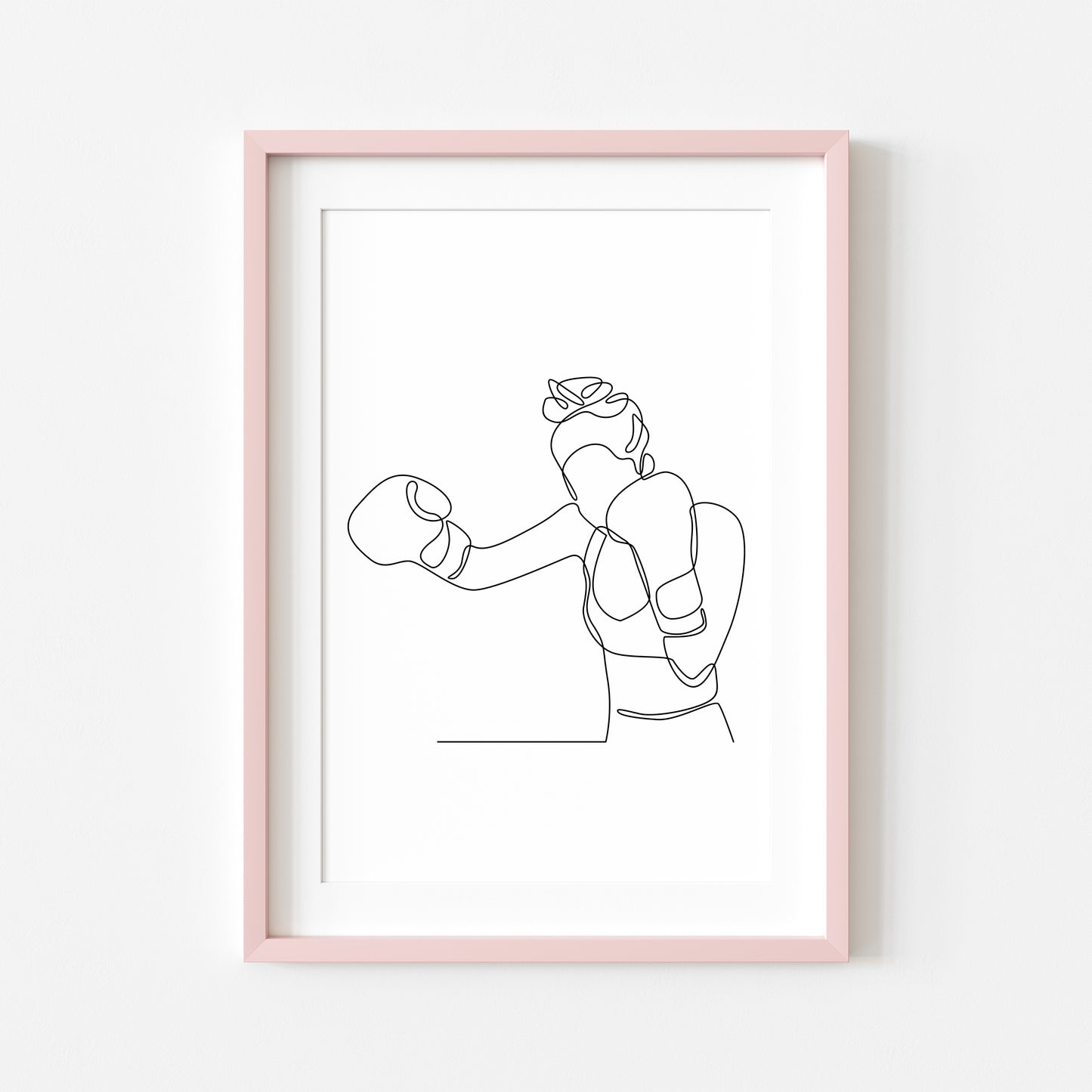 Woman's boxing sport print line drawing unframed wall art poster print