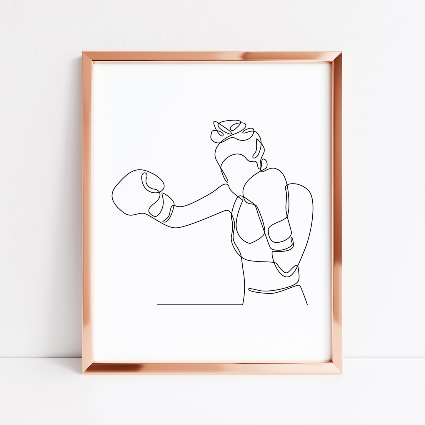 Woman's boxing sport print line drawing unframed wall art poster print